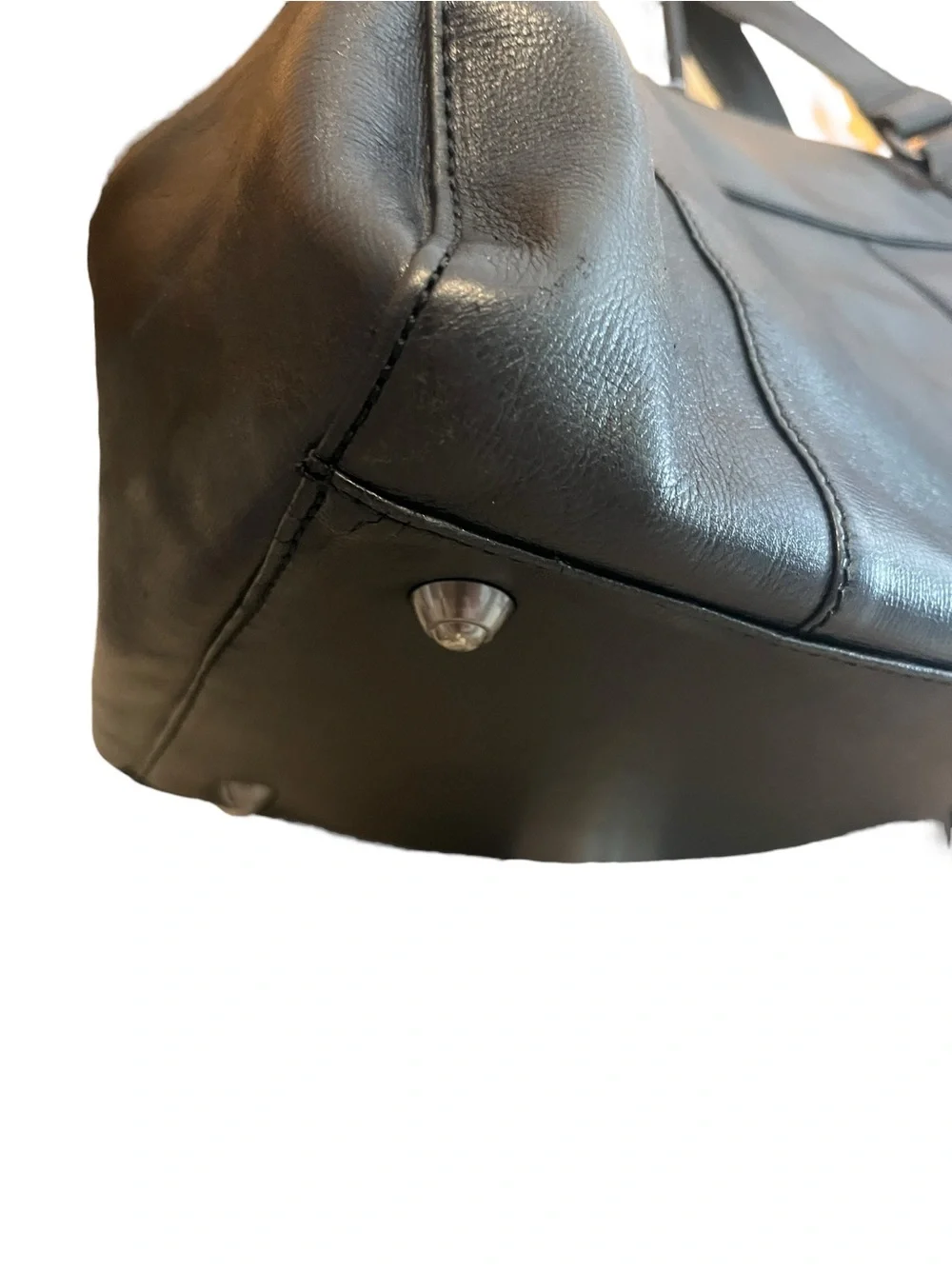 Vintage Fossil Brand Black Leather Weekender Duffel Bag